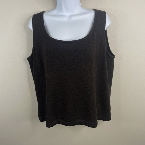 St John Santana Knit Sleeveless Tank Top Large Chocolate Brown Neutral Layering - Picture 1 of 6
